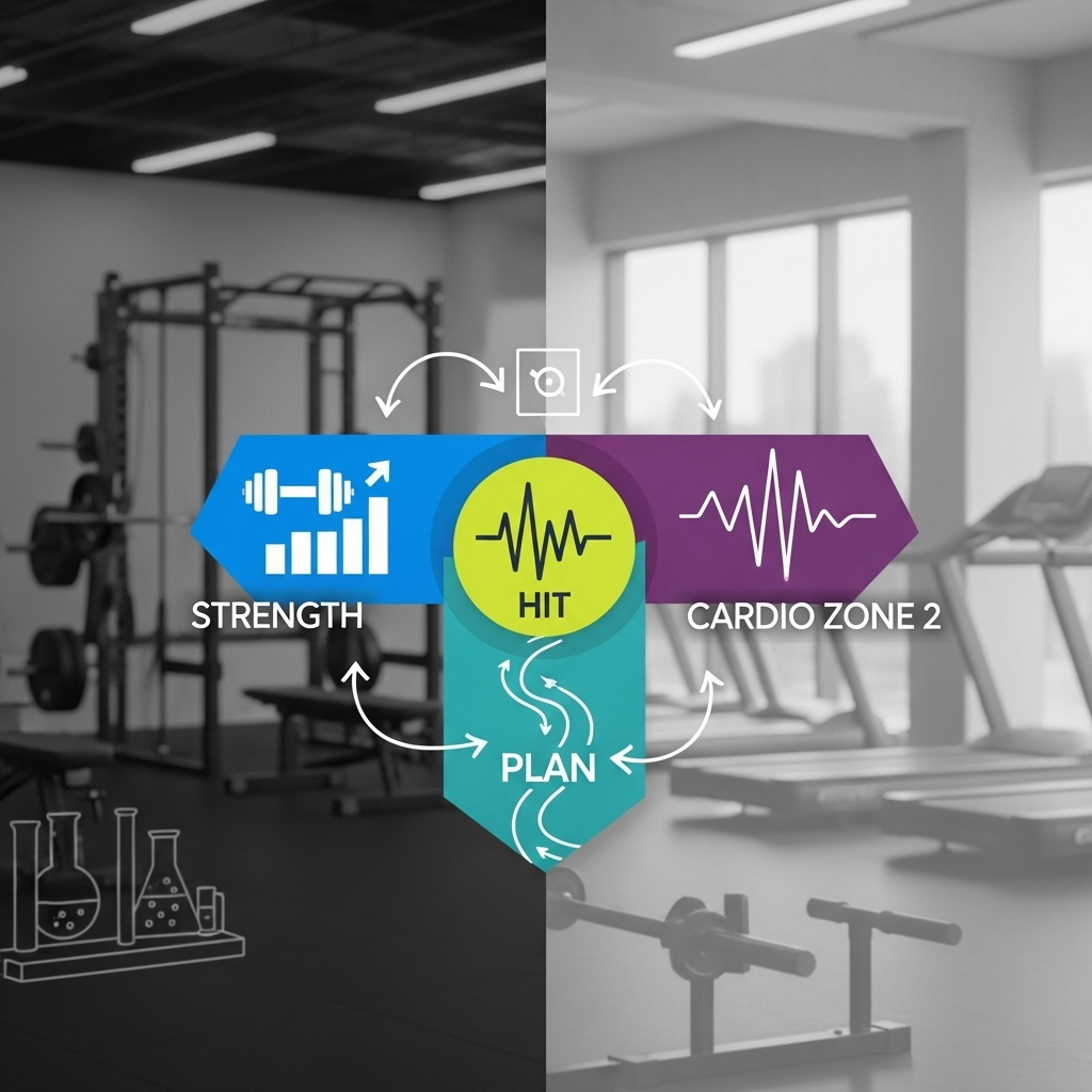 Guía basada en evidencia: fuerza, HIIT y cardio zona 2 + plan 5 días