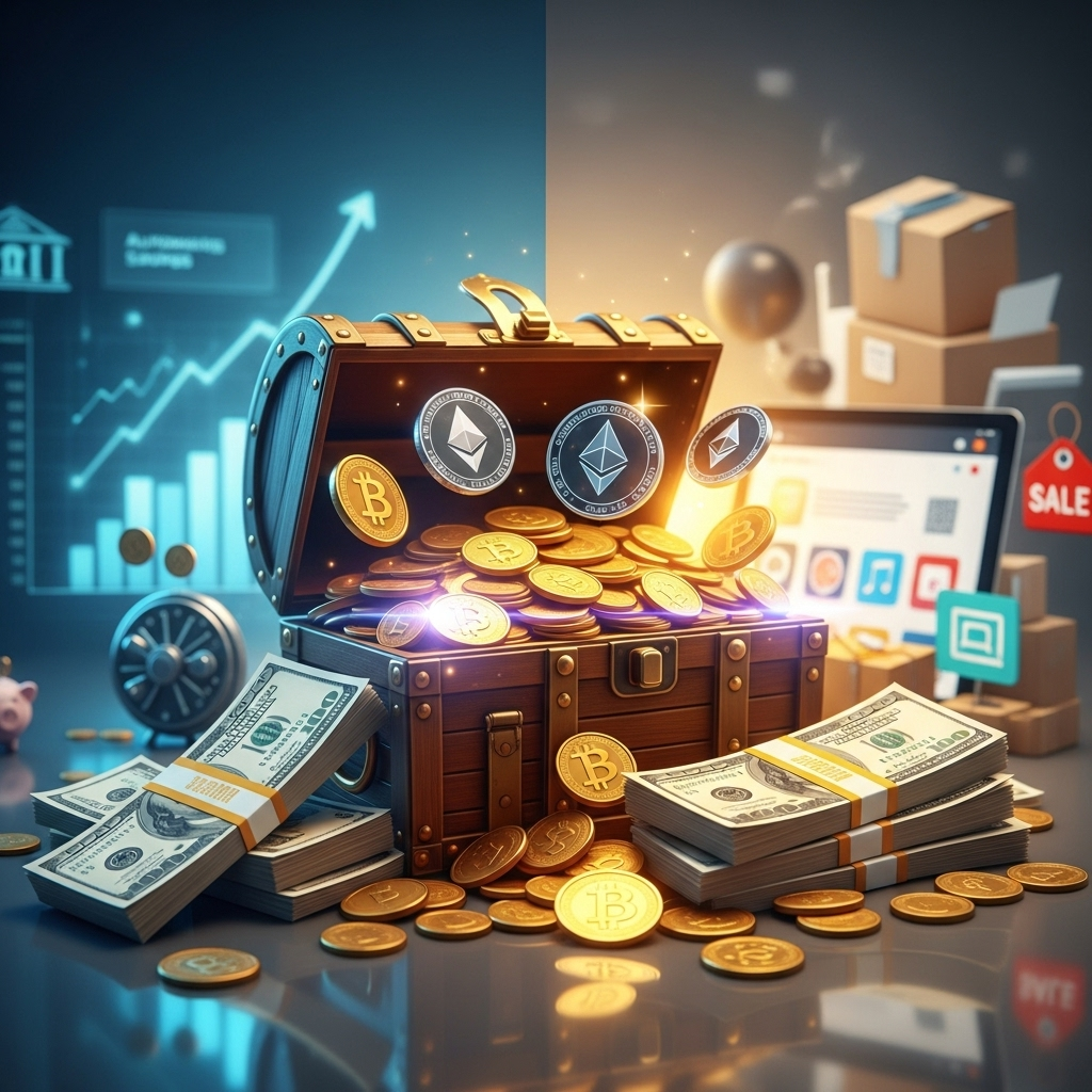 Libertad financiera: ahorro automático, criptomonedas y ventas