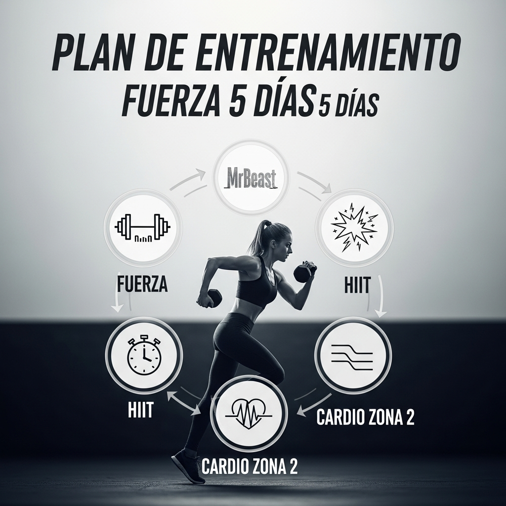 Plan de entrenamiento 5 días: Fuerza, HIIT y Cardio Zona 2